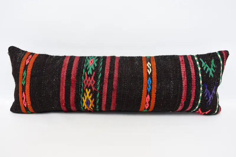 Pastel Pillow, 12x36 Brown Cushion Case, Cozy Throw Cushion Case, Ethnical Kilim Rug Pillow, Pillow for Couch, Kilim Pillow, Pillow Sham - 1