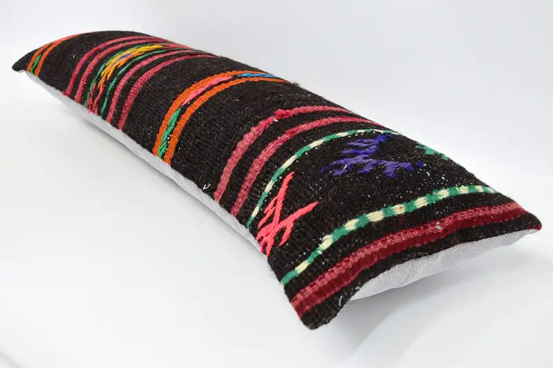 Pastel Pillow, 12x36 Brown Cushion Case, Cozy Throw Cushion Case, Ethnical Kilim Rug Pillow, Pillow for Couch, Kilim Pillow, Pillow Sham - 5