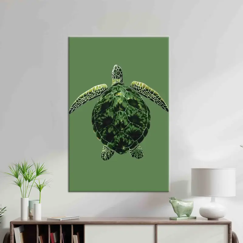 Lienzo moderno de tortuga verde: arte de dormitorio moderno para jugadores