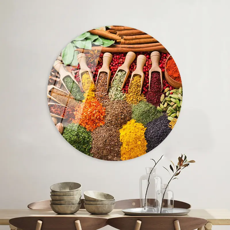 トレンディな農家のキッチン キャンバス: カラフルなスパイス プリント