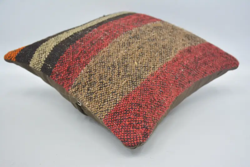 12x12 Red Cushion Cover, Boho Pillow, Antique Pillows, Cushion Case, Home Decor Pillow, Farmhouse Cushion, Kilim Rug Cushion, Tribal Pillow Sham - 6