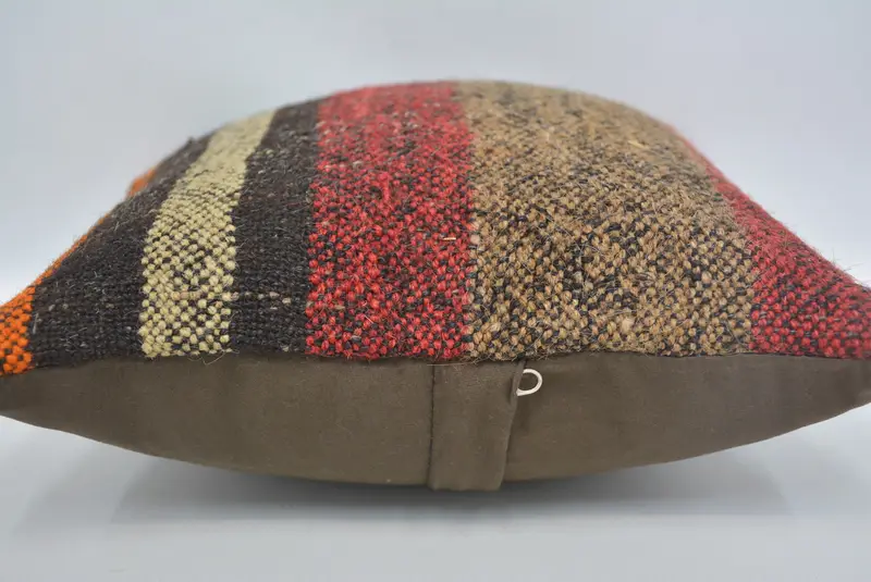 12x12 Red Cushion Cover, Boho Pillow, Antique Pillows, Cushion Case, Home Decor Pillow, Farmhouse Cushion, Kilim Rug Cushion, Tribal Pillow Sham - 5