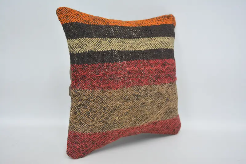 12x12 Red Cushion Cover, Boho Pillow, Antique Pillows, Cushion Case, Home Decor Pillow, Farmhouse Cushion, Kilim Rug Cushion, Tribal Pillow Sham - 3