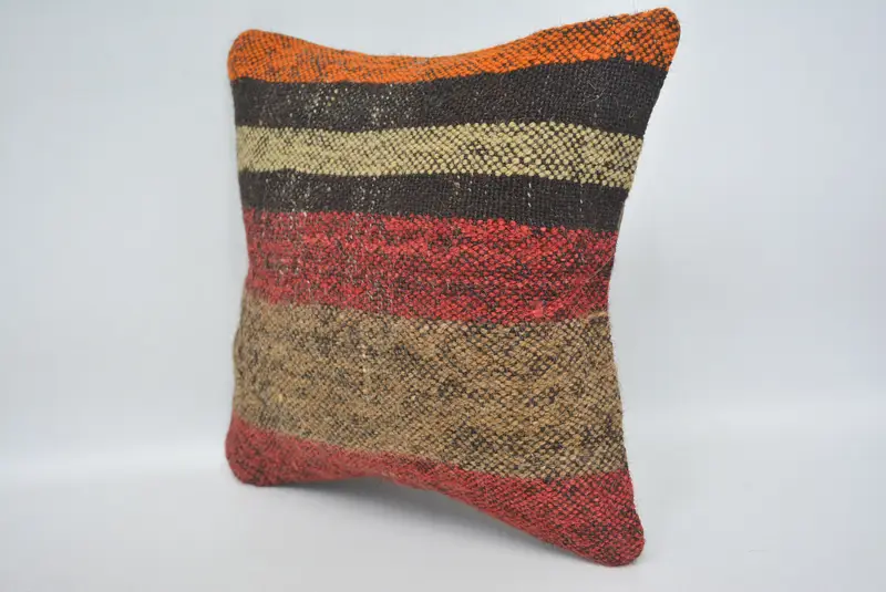12x12 Red Cushion Cover, Boho Pillow, Antique Pillows, Cushion Case, Home Decor Pillow, Farmhouse Cushion, Kilim Rug Cushion, Tribal Pillow Sham - 4