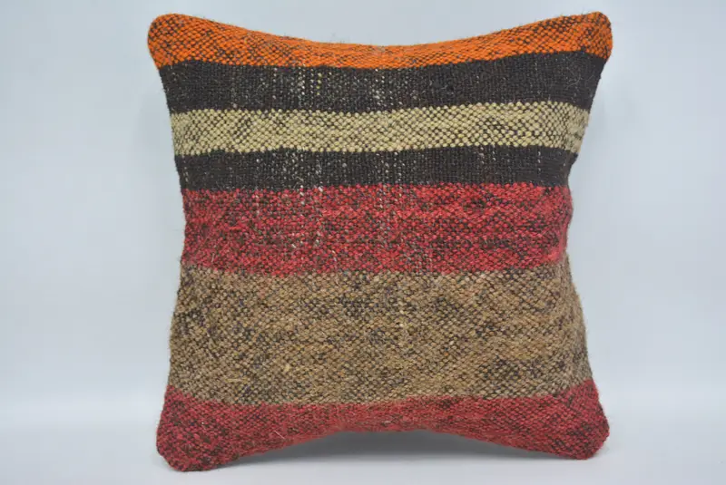 12x12 Red Cushion Cover, Boho Pillow, Antique Pillows, Cushion Case, Home Decor Pillow, Farmhouse Cushion, Kilim Rug Cushion, Tribal Pillow Sham - 1