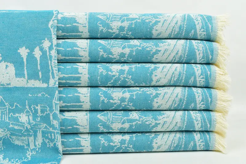 パーソナライズされたギフト、モノグラムキッチンタオル、28x20の綿の風景パターンタオル、結婚式の好意、独身のタオル、パーソナライズされたトルコのタオル - 2