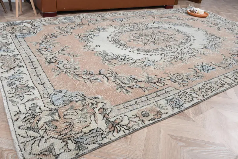 Türk 5.6x9.6 ft Büyük Halı, Vintage Halı, Oushak Kahverengi Halı - 1