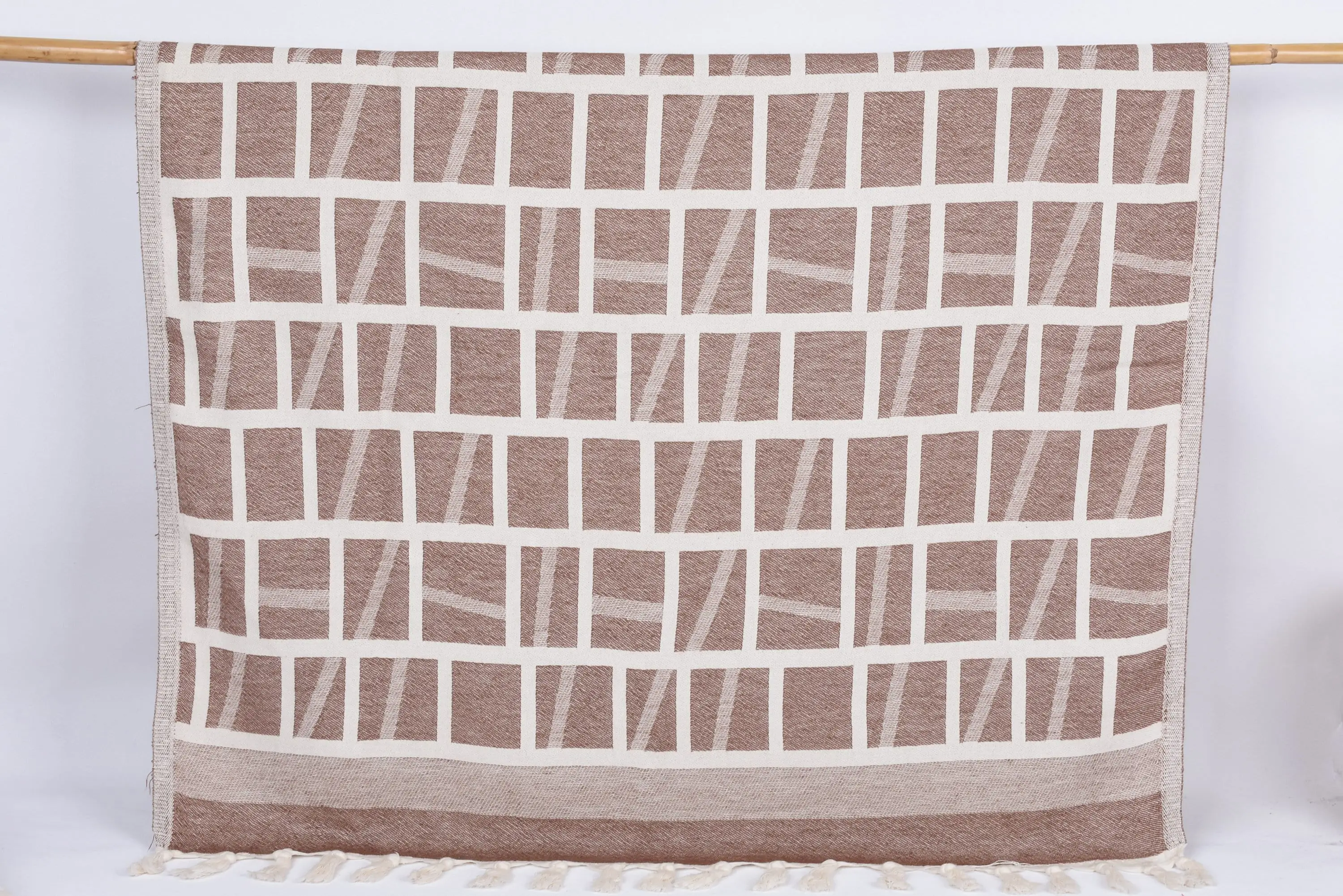 Brown Patterned Organic Cotton Towel, 69x34 Inches - 1