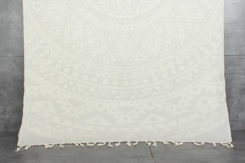 Personalized Turkish Beach Towel Light Gray Round Design, 40x71 Inches