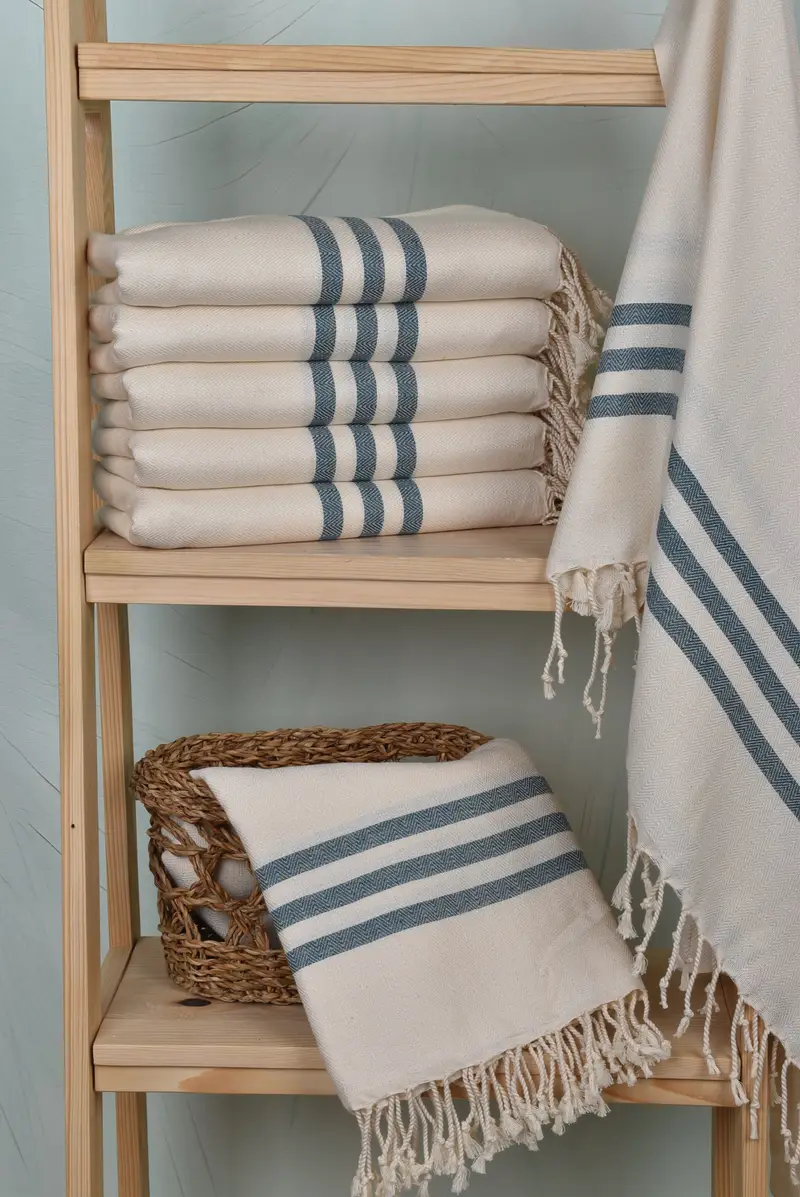 Family Gift, Handmade Gift, 70x40 Cotton Striped Towel, Bridesmaid Gifts, Personalized Gifts, Large Beach Towel Personalized, Family Gift Basket - 3