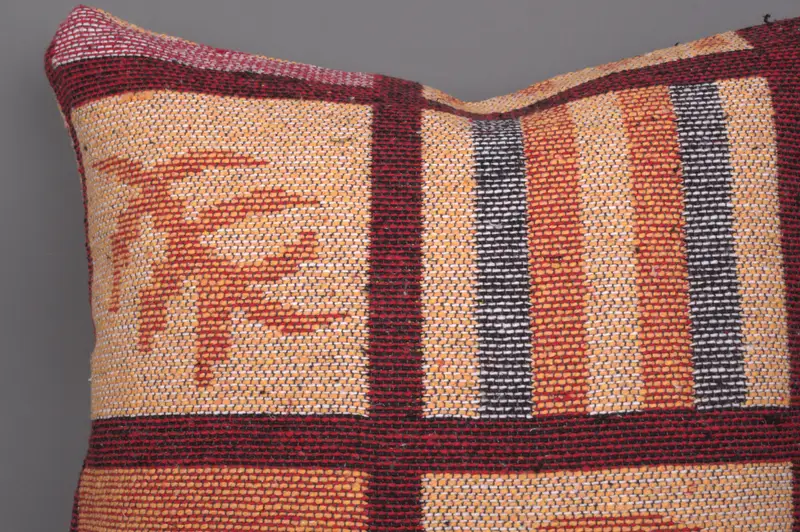 Cushion Case, Pillow for Couch, Throw Kilim Pillow, Boho Pillow, Muted Pillow Sham, Ethnic Pillow Cover Pillow Case, 18x18 Orange Pillow Sham - 5