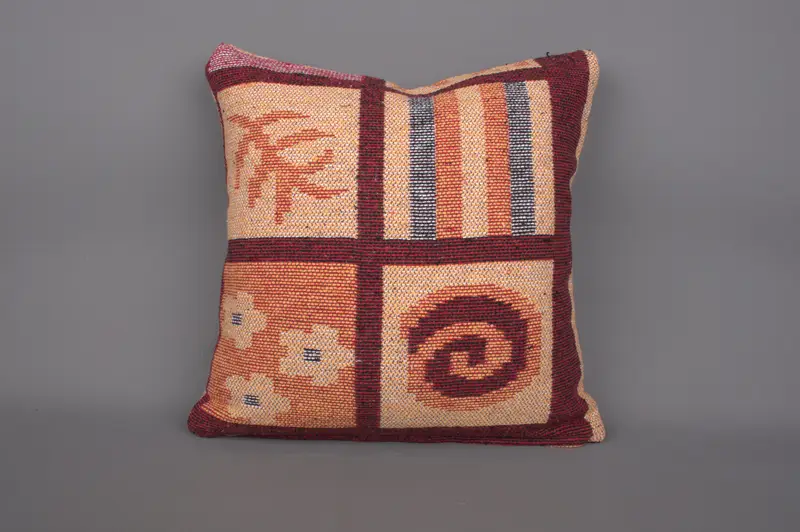 Cushion Case, Pillow for Couch, Throw Kilim Pillow, Boho Pillow, Muted Pillow Sham, Ethnic Pillow Cover Pillow Case, 18x18 Orange Pillow Sham - 4