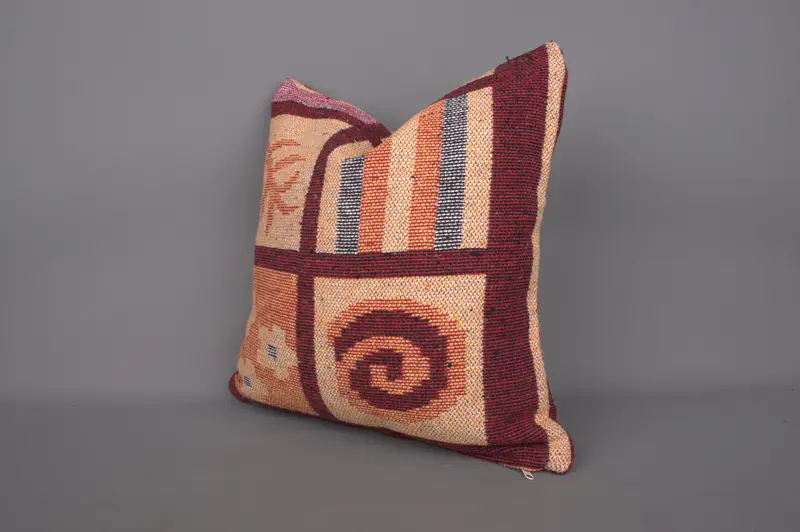 Cushion Case, Pillow for Couch, Throw Kilim Pillow, Boho Pillow, Muted Pillow Sham, Ethnic Pillow Cover Pillow Case, 18x18 Orange Pillow Sham - 3