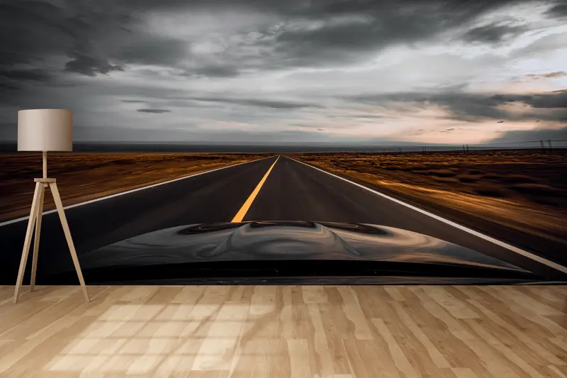 Basılı Duvar Kağıdı: Asfalt Yol - Manzaralı Yol Gezisi Manzarası