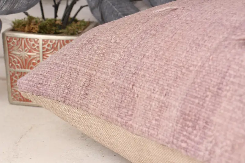 Vintage Kilim Throw Pillow, Boho Pillow, Retro Throw Pillow, Cushion, 16x24 Pink Cushion Case, Ethnical Kilim Rug Pillow - 7