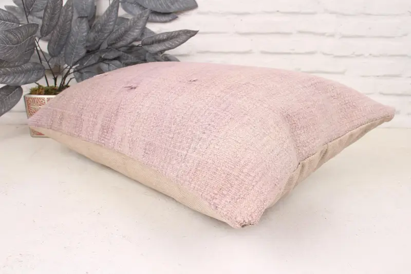 Vintage Kilim Throw Pillow, Boho Pillow, Retro Throw Pillow, Cushion, 16x24 Pink Cushion Case, Ethnical Kilim Rug Pillow - 6