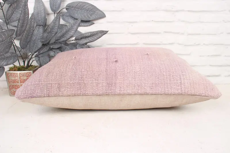 Vintage Kilim Throw Pillow, Boho Pillow, Retro Throw Pillow, Cushion, 16x24 Pink Cushion Case, Ethnical Kilim Rug Pillow - 5