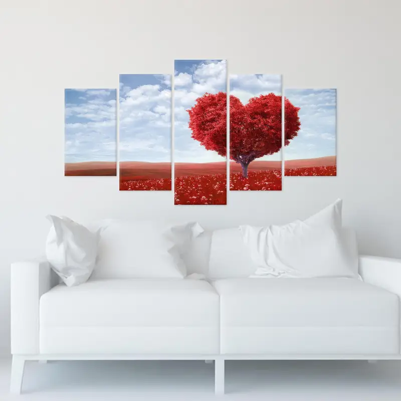Heart Tree Art, Red Tree Canvas Decor, Modern Wall Art, Abstract Art Decor, Valentines Day Gift,  Red Canvas Art, Home Decor Wall Art - 9