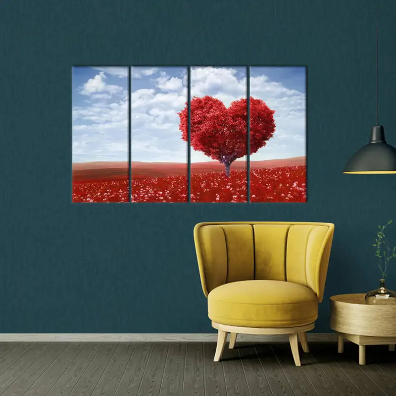 Heart Tree Art, Red Tree Canvas Decor, Modern Wall Art, Abstract Art Decor, Valentines Day Gift,  Red Canvas Art, Home Decor Wall Art - 7