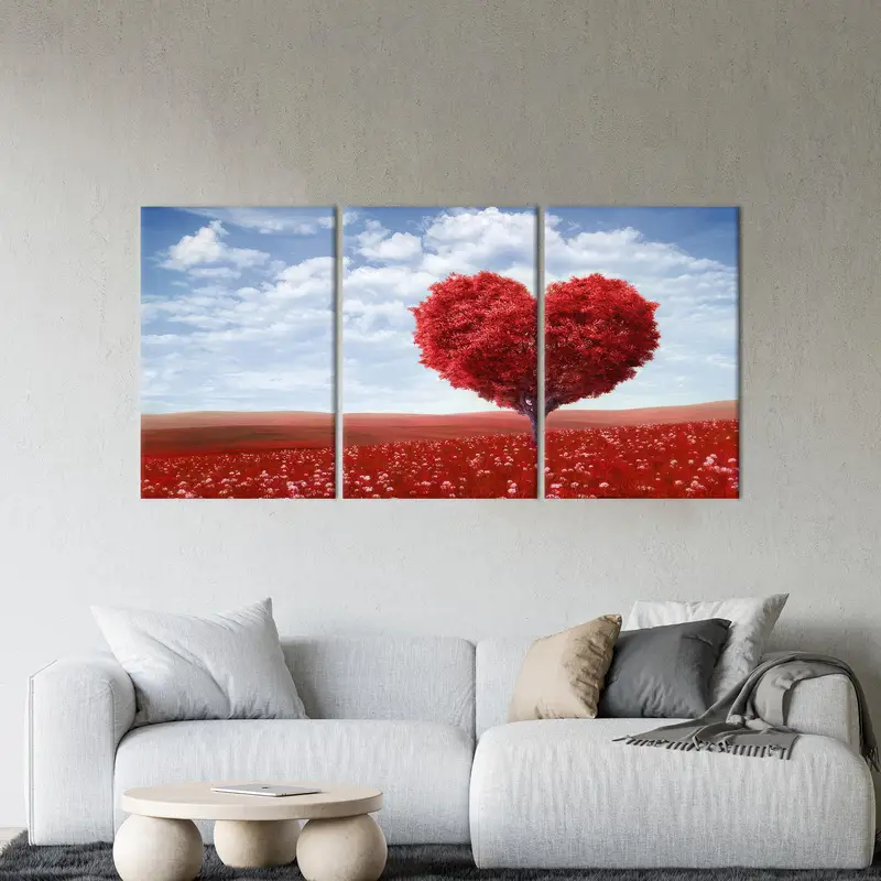 Heart Tree Art, Red Tree Canvas Decor, Modern Wall Art, Abstract Art Decor, Valentines Day Gift,  Red Canvas Art, Home Decor Wall Art - 6