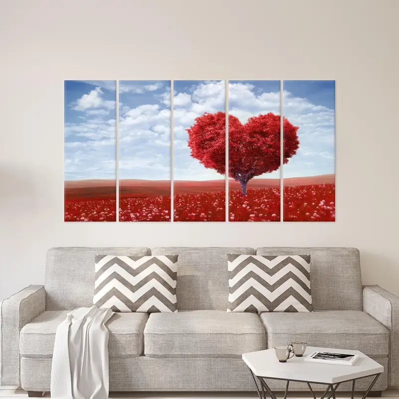 Heart Tree Art, Red Tree Canvas Decor, Modern Wall Art, Abstract Art Decor, Valentines Day Gift,  Red Canvas Art, Home Decor Wall Art - 8