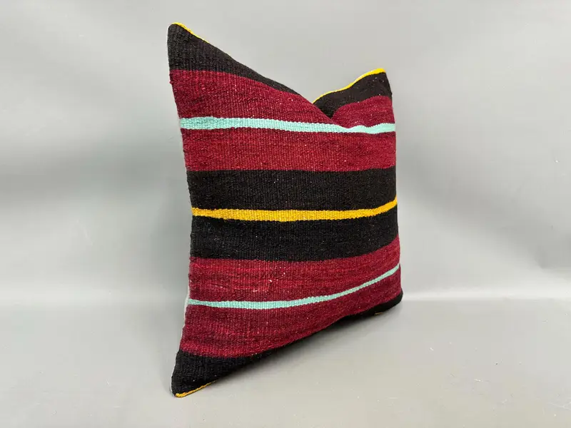 18x18 Brown Cushion, Accent Throw Pillow, Pillow Sham, Home Decor Pillow, Handmade Kilim Cushion, Vintage Kilim Throw Pillow, Floor Pillow - 2