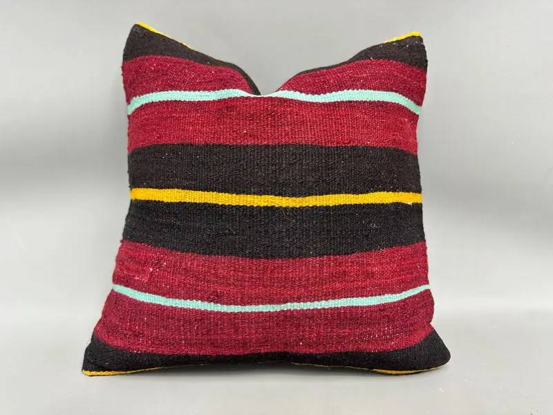 18x18 Brown Cushion, Accent Throw Pillow, Pillow Sham, Home Decor Pillow, Handmade Kilim Cushion, Vintage Kilim Throw Pillow, Floor Pillow - 1
