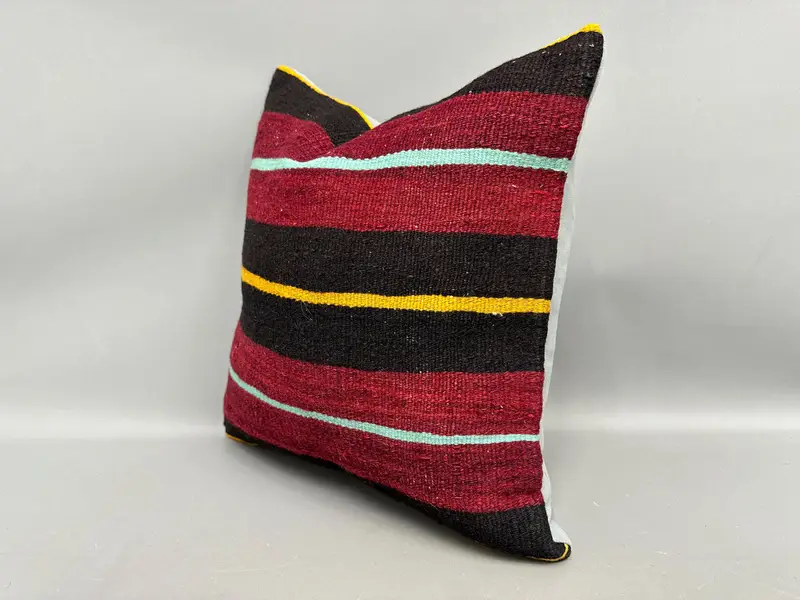 18x18 Brown Cushion, Accent Throw Pillow, Pillow Sham, Home Decor Pillow, Handmade Kilim Cushion, Vintage Kilim Throw Pillow, Floor Pillow - 3
