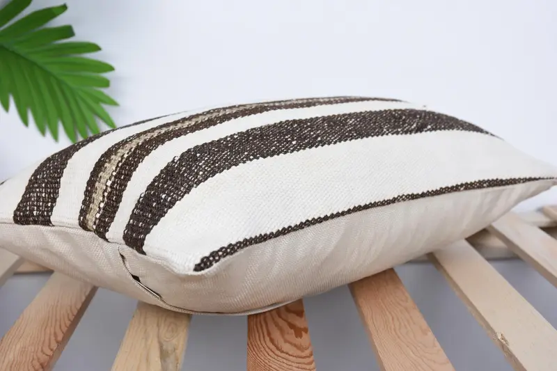 Kilim Cushion Sham, Handmade Kilim Cushion, Vintage Kilim Throw Pillow, Floor Cushion Cover, 12x20 White Cushion Cover, Pillow Sham - 6