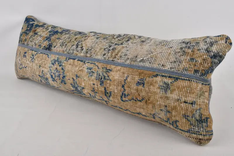 Pillow, Gift Pillow, Ethnical Kilim Rug Pillow, 12x36 Blue Pillow Sham, Pillow for Couch, Floor Pillow Cover, Patio Pillow Cover - 3