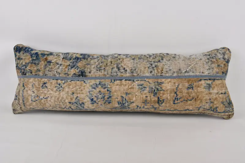 Pillow, Gift Pillow, Ethnical Kilim Rug Pillow, 12x36 Blue Pillow Sham, Pillow for Couch, Floor Pillow Cover, Patio Pillow Cover - 1