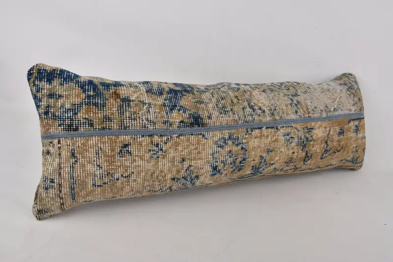 Pillow, Gift Pillow, Ethnical Kilim Rug Pillow, 12x36 Blue Pillow Sham, Pillow for Couch, Floor Pillow Cover, Patio Pillow Cover - 2