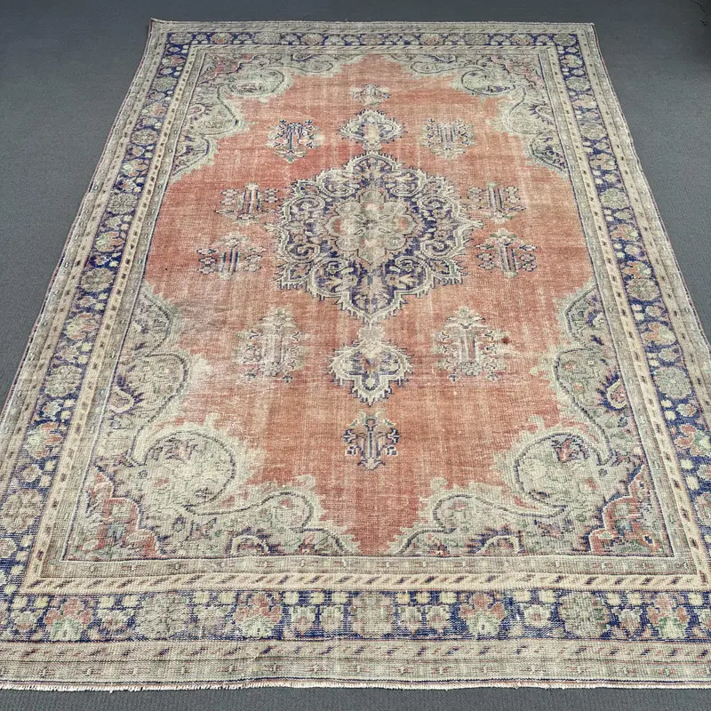 Red & Blue Patchwork Rug, 6.3x10.7 ft Elegant Decor