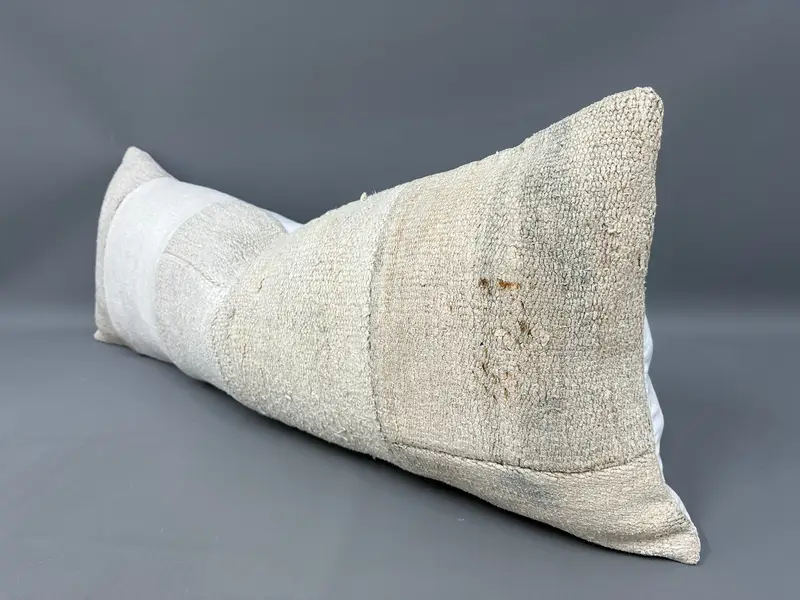 Chair Cushion Cover, Antique Pillows, Bolster Cushion Case, 16x43 Beige Cushion Case, Garden Pillow, Pillow Sham, Vintage Pillow, Kilim Pillow Cover - 3