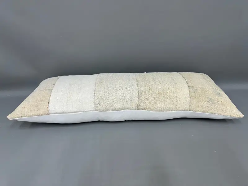 Chair Cushion Cover, Antique Pillows, Bolster Cushion Case, 16x43 Beige Cushion Case, Garden Pillow, Pillow Sham, Vintage Pillow, Kilim Pillow Cover - 7