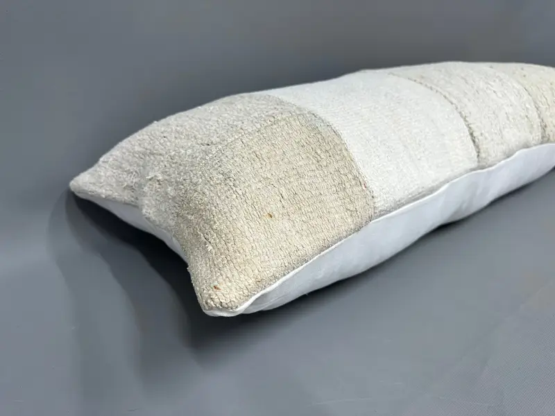 Chair Cushion Cover, Antique Pillows, Bolster Cushion Case, 16x43 Beige Cushion Case, Garden Pillow, Pillow Sham, Vintage Pillow, Kilim Pillow Cover - 6