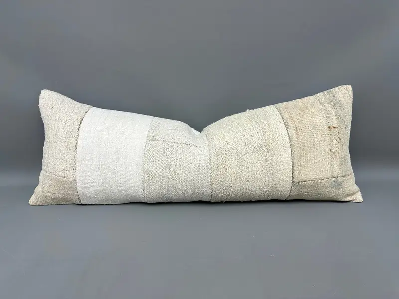Chair Cushion Cover, Antique Pillows, Bolster Cushion Case, 16x43 Beige Cushion Case, Garden Pillow, Pillow Sham, Vintage Pillow, Kilim Pillow Cover - 1