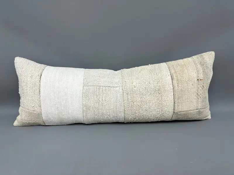 Chair Cushion Cover, Antique Pillows, Bolster Cushion Case, 16x43 Beige Cushion Case, Garden Pillow, Pillow Sham, Vintage Pillow, Kilim Pillow Cover - 4