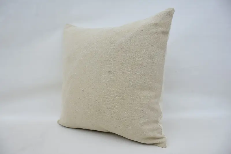 Vintage Kilim Pillow, 18x18 Beige Pillow Cover, Turkish Kilim Pillow, Pillow Cover, Ottoman Cushion, Boho Pillow Sham Cover, Rustic Pillow - 3