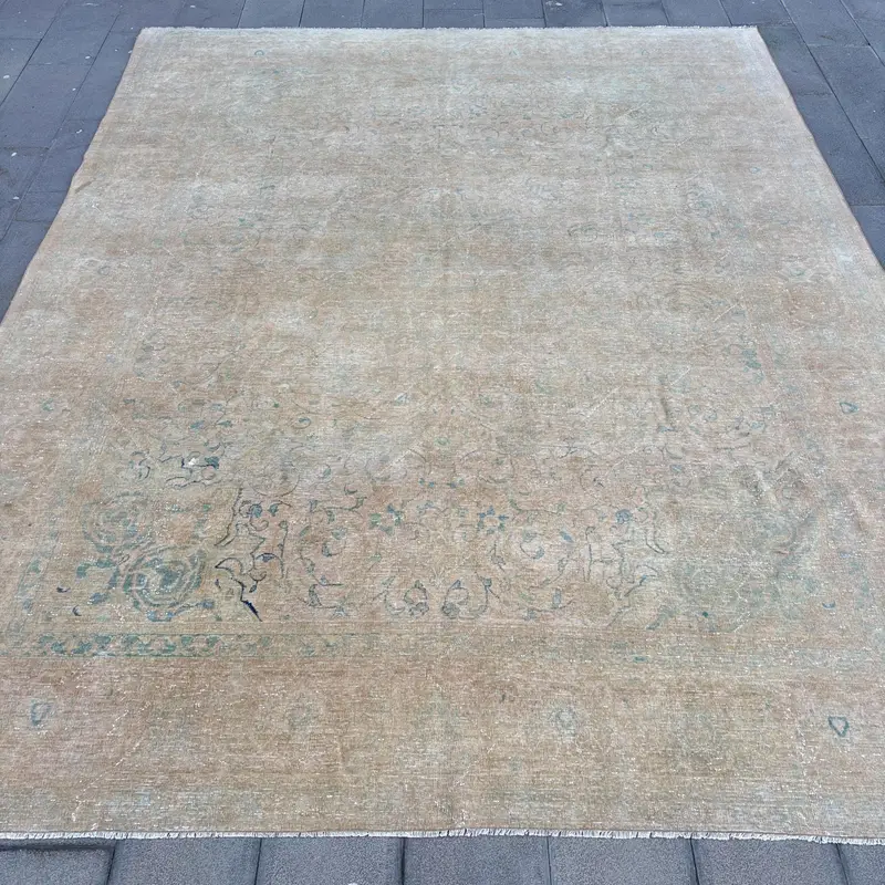 Vibrant Moroccan Rug, 9.9x12.4 ft Orange & Green