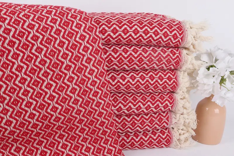 Red Cotton Towel Personalized Turkish, 40x71 Inches, for Wedding Gifts