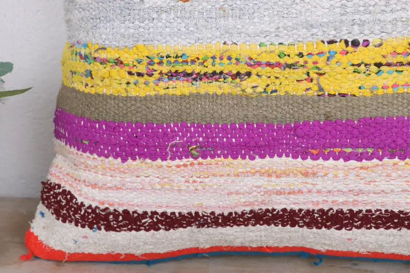 Kilim Cushion Sham, Turkish Kilim Pillow, Pillow for Couch, 20x20 White Pillow, Turkish Bench Pillow Cover, Pillow Sham, Meditation Pillow Cover - 3