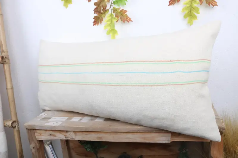 Muted Cushion Cover, 16x36 White Cushion Cover, Boho Pillow, Pillow Cover, Turkish Kilim Pillow, Kilim Pillow, Handwoven Pillow Cover Pillow Cover - 4