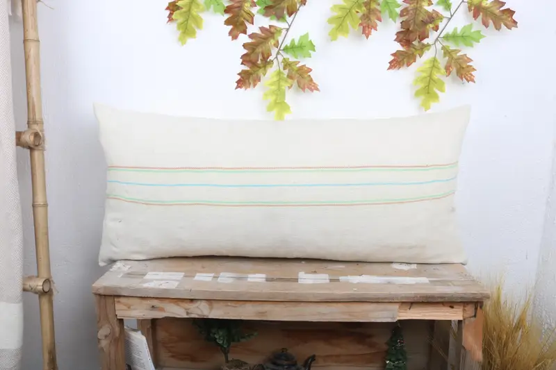 Muted Cushion Cover, 16x36 White Cushion Cover, Boho Pillow, Pillow Cover, Turkish Kilim Pillow, Kilim Pillow, Handwoven Pillow Cover Pillow Cover - 1