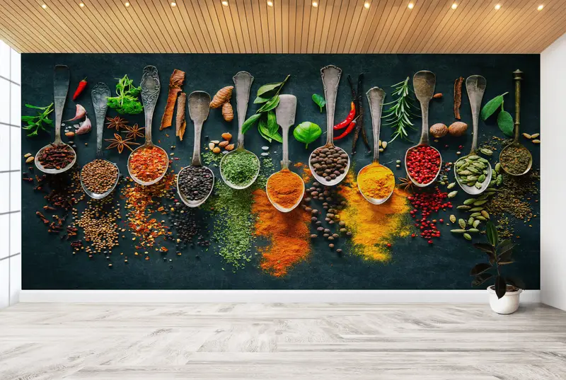 Zarif Baharat Baskılı Duvar Kağıdı: Yemek Odanızı Dönüştürün