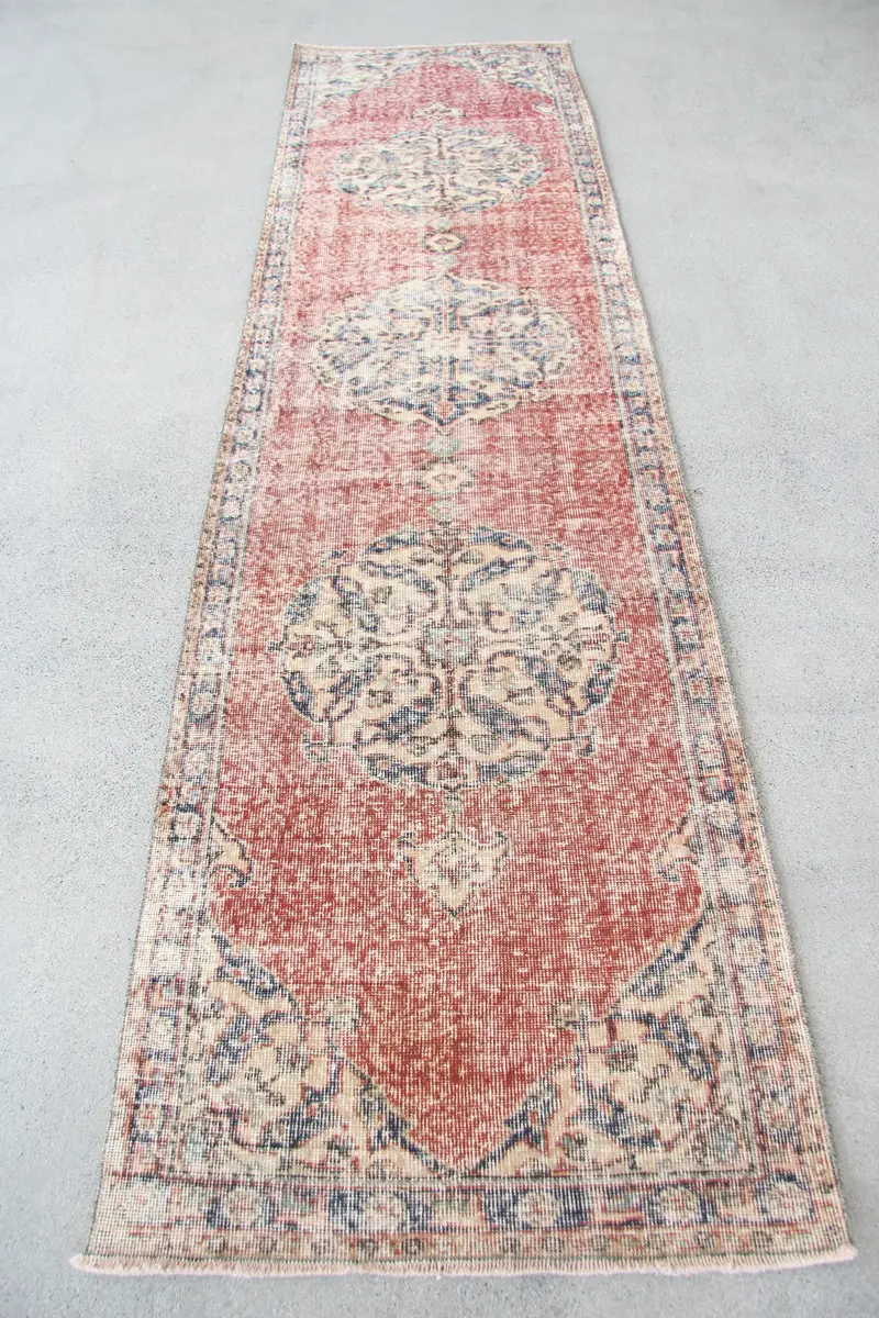 Zarif Kırmızı İran Halısı, 2,8x10,4 ft Şık Dekor