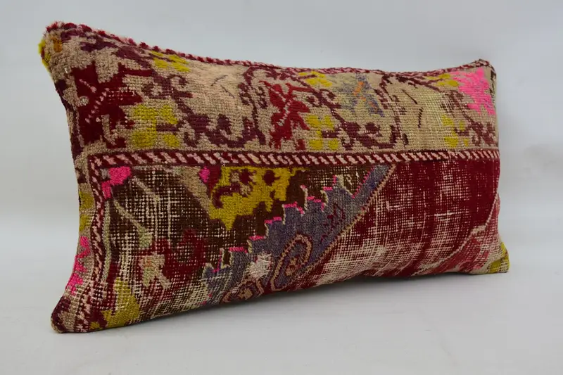Art Deco Cushion Case, Interior Designer Pillow, Cushion, 12x24 Red Cushion Case, Retro Throw Cushion Case, Throw Kilim Pillow, Turkish Kilim Pillow - 2