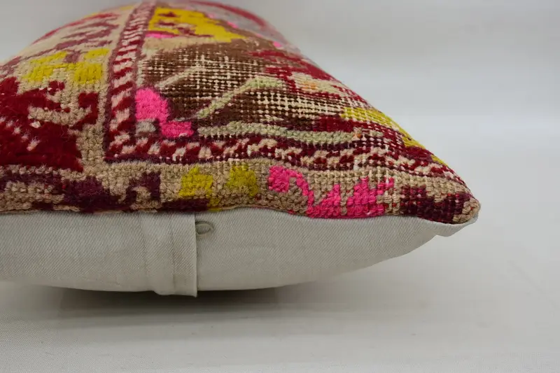 Art Deco Cushion Case, Interior Designer Pillow, Cushion, 12x24 Red Cushion Case, Retro Throw Cushion Case, Throw Kilim Pillow, Turkish Kilim Pillow - 5