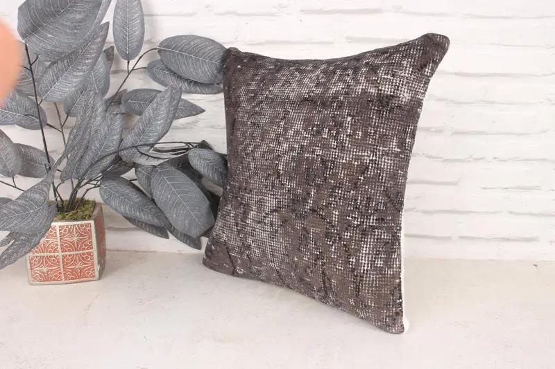 Boho Pillow Sham Cover, 16x16 Brown Cushion Cover, Southwestern Pillow Cover, Boho Pillow, Kilim Cushion Sham, Pillow Sham, Retro Cushion Cover - 4
