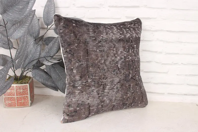 Boho Pillow Sham Cover, 16x16 Brown Cushion Cover, Southwestern Pillow Cover, Boho Pillow, Kilim Cushion Sham, Pillow Sham, Retro Cushion Cover - 3